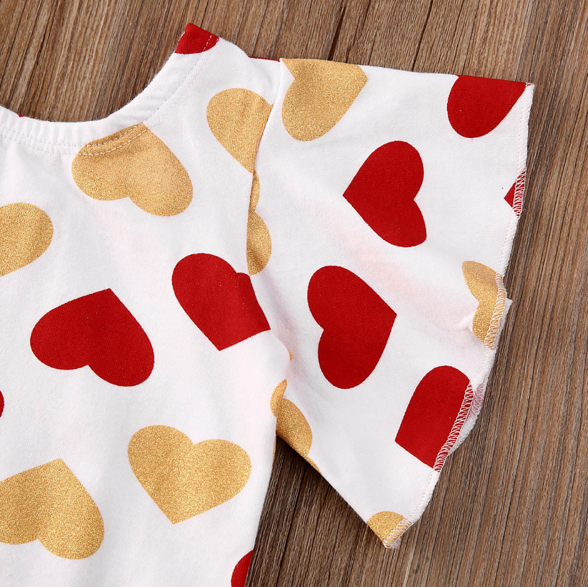 Flare Sleeve Heart Onesies with Bow