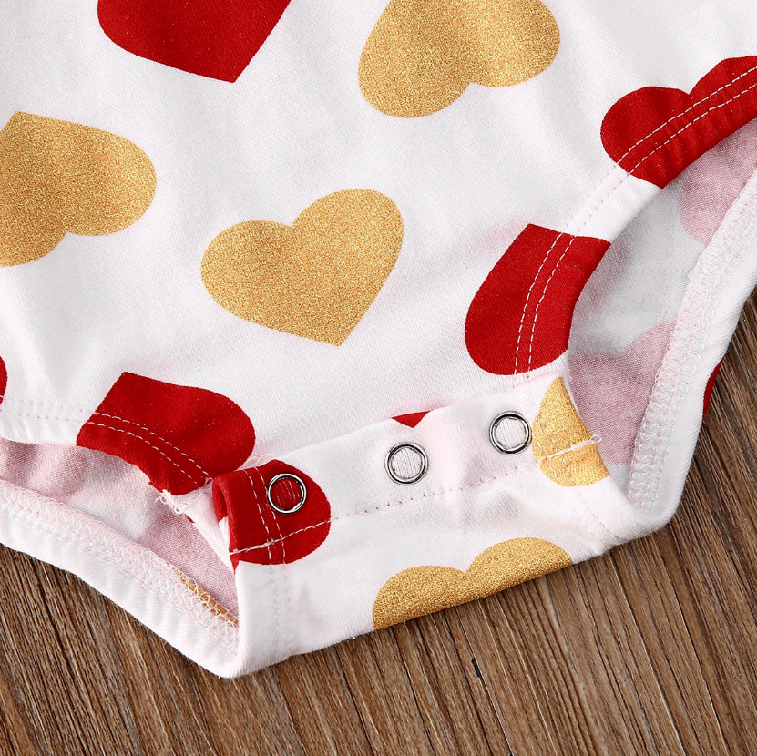 Flare Sleeve Heart Onesies with Bow