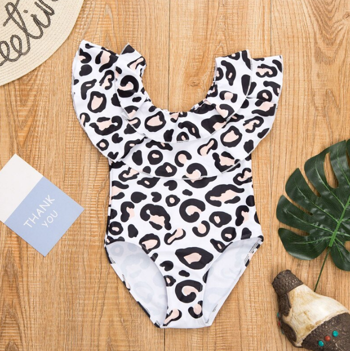 Ruffle Leopard Matching Swimsuits