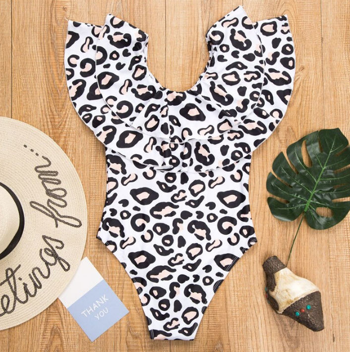 Ruffle Leopard Matching Swimsuits