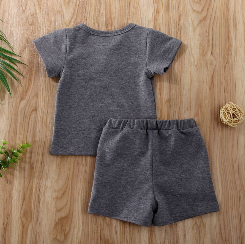 Boys Solid T-shirt and Shorts Set