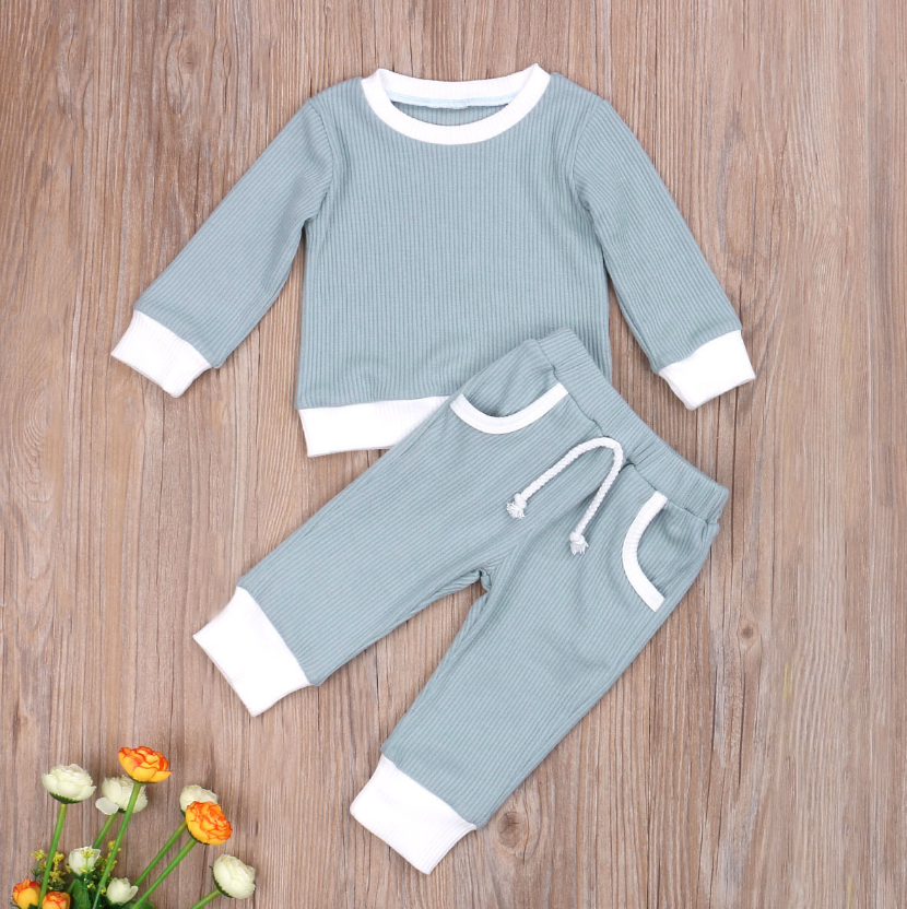 Solid Long Sleeve Pants Set (6 Colors)