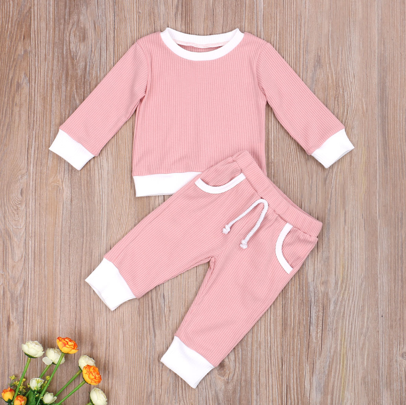 Solid Long Sleeve Pants Set (6 Colors)