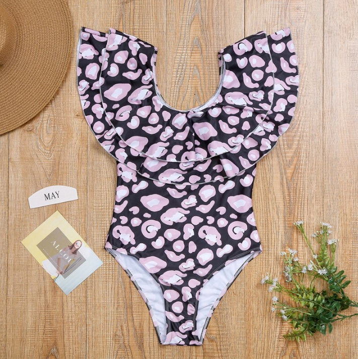 Ruffle Leopard Matching Swimsuits