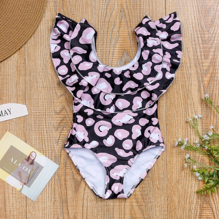 Ruffle Leopard Matching Swimsuits