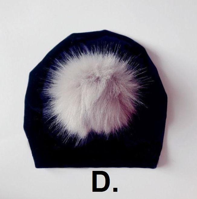 Velvet Fur Pom Pom Hat