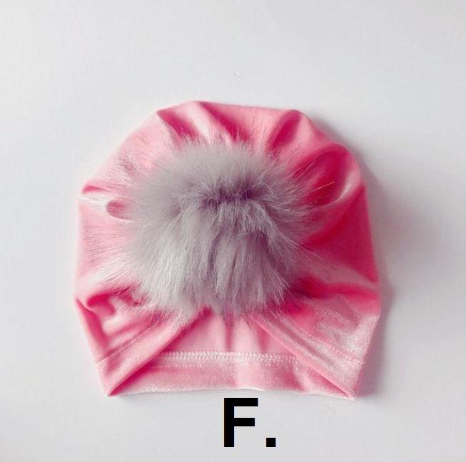 Velvet Fur Pom Pom Hat