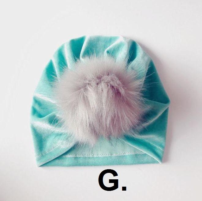 Velvet Fur Pom Pom Hat