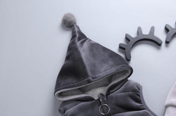 3 Piece Winter Deer Outfit (Gray or Pink)