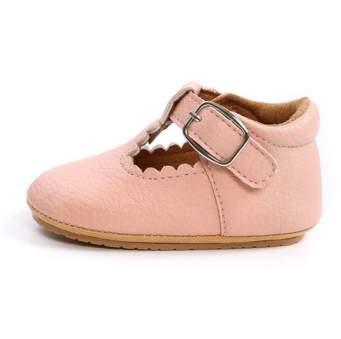 Ruffle Hem Buckle Shoes (Multiple Colors)