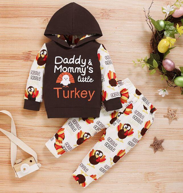 Daddy & Mommy's Little Turkey Hoodie Outfit