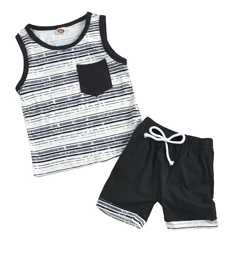 Striped Tank Top and Shorts Set