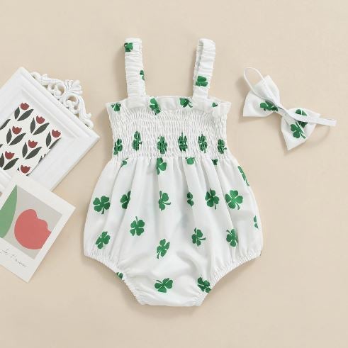 St. Patrick's Clover Romper & Headband