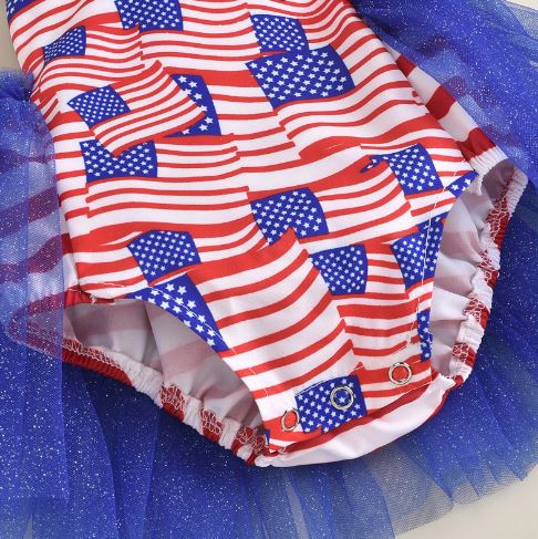 USA Flag Bow Skirt Romper