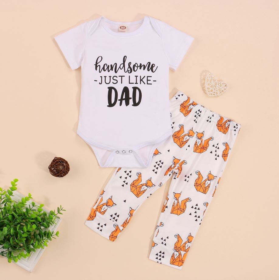 Handsome Just Like Dad Onesie & Fox Pants Outfit