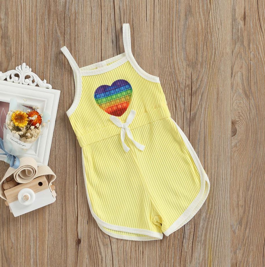 Rainbow Heart Shorts Romper (4 Colors)