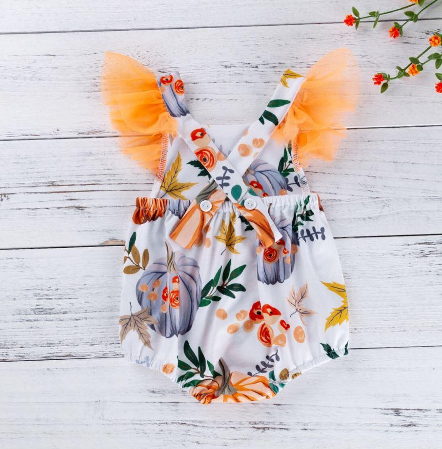 Fall Pumpkin Romper with Headband