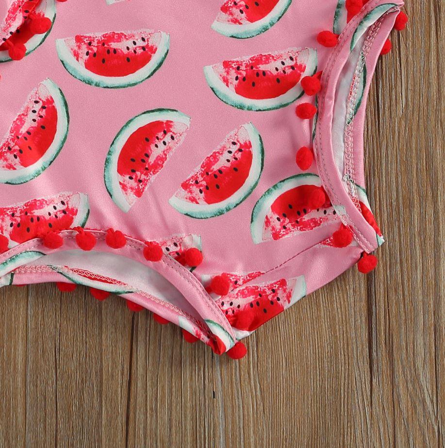 Off Shoulder Pineapple Watermelon Tassel Swimsuit