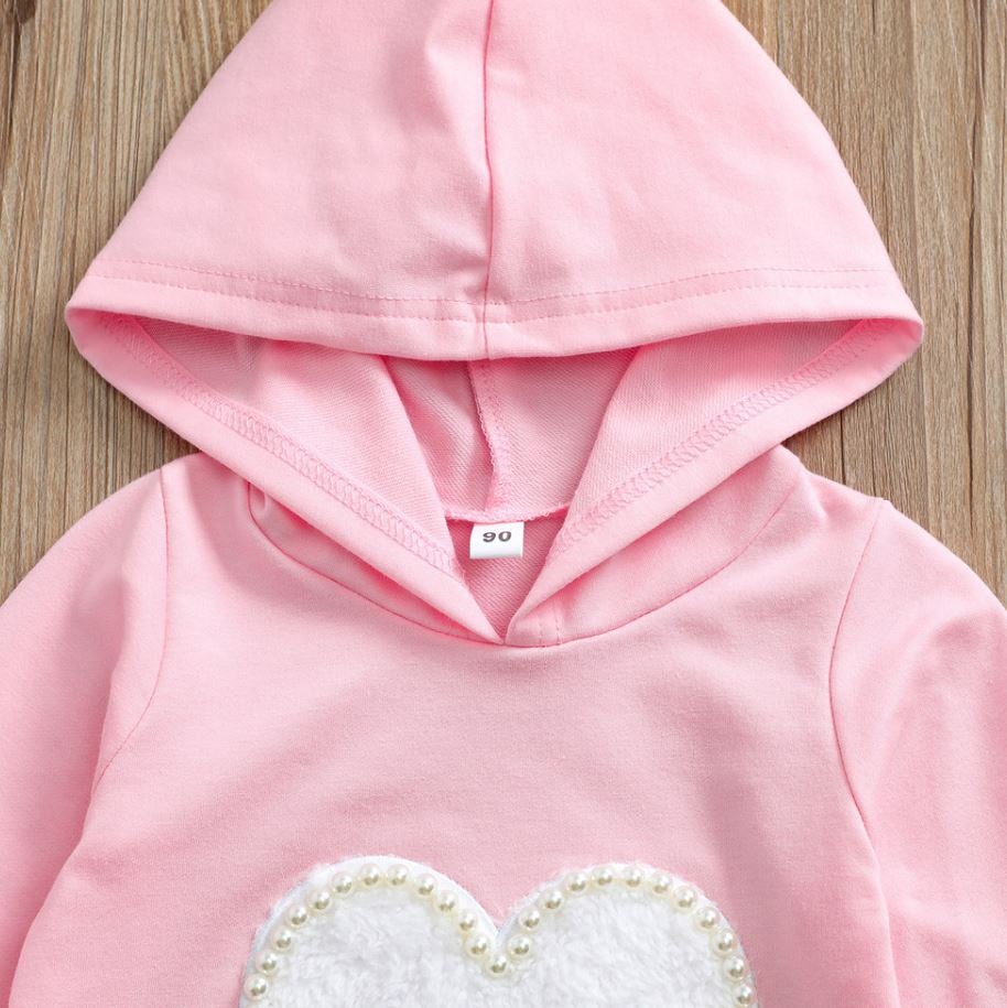 Pearl Heart Pink Hooded Dress