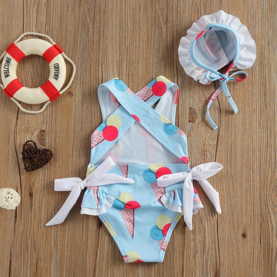 Ice Cream Cone Swimsuit with Hat