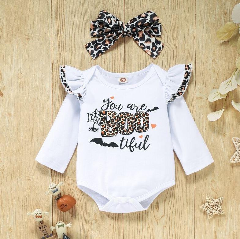 Boo Leopard Ruffle Onesie with Pants Outfit