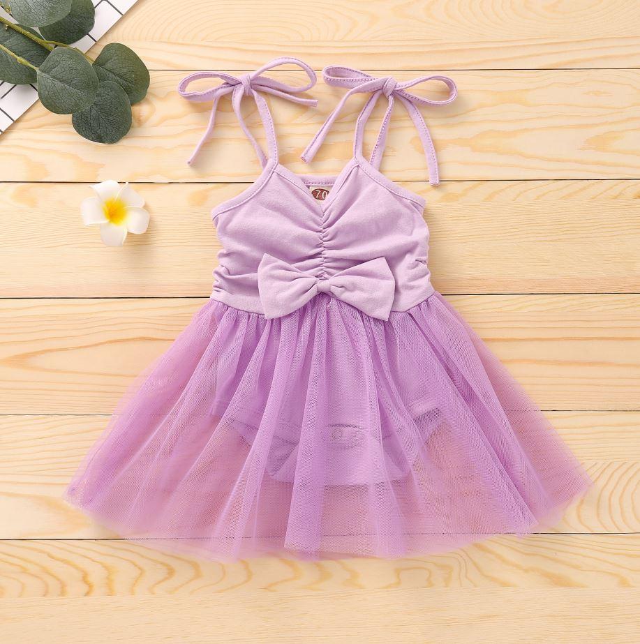 Shoulder Tie Tutu Mesh Dress