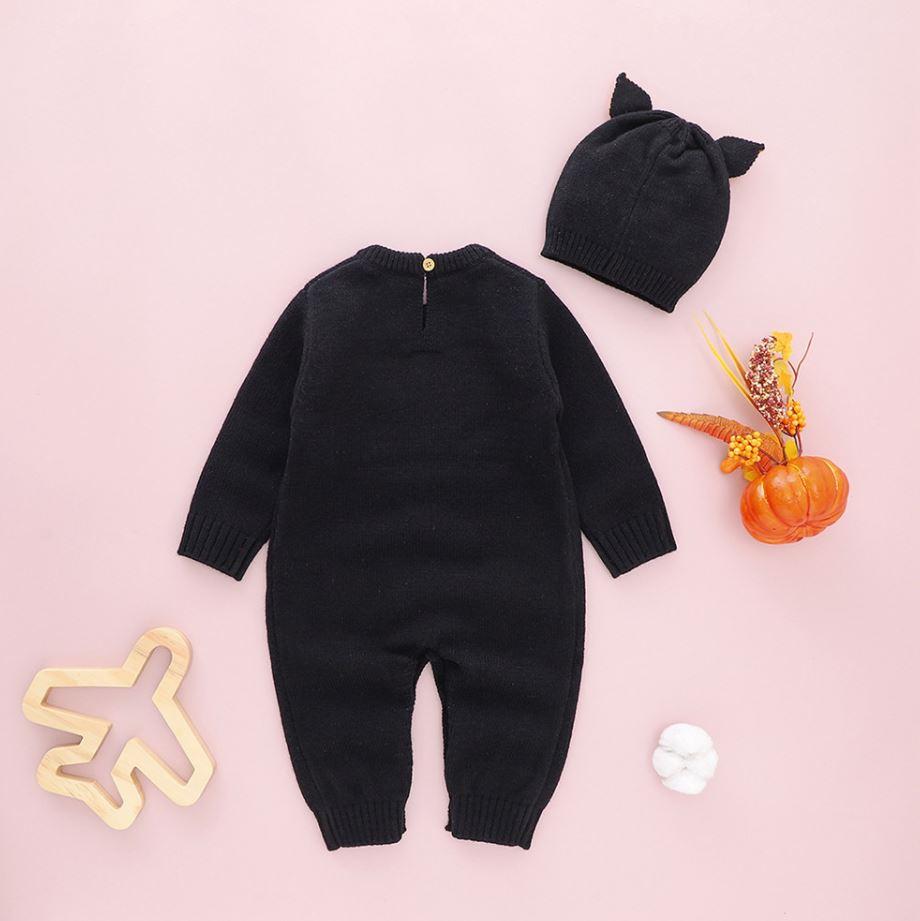 Knitted Pumpkin Romper with Hat