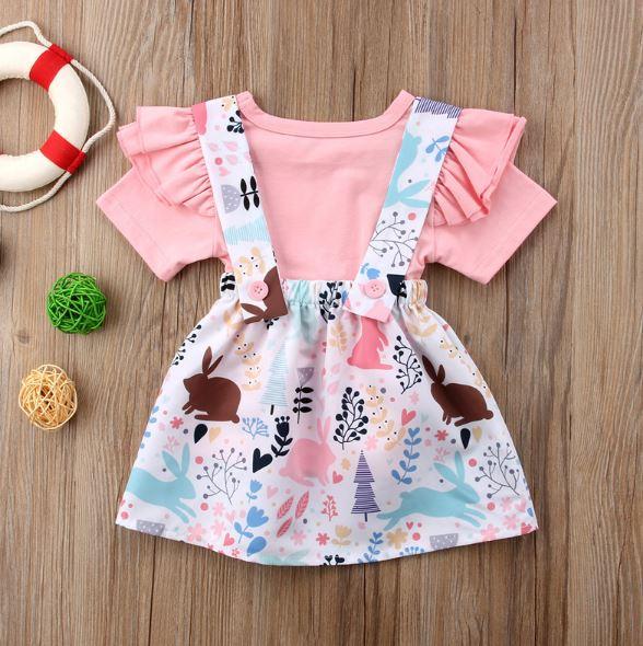 Ruffle Top with Bunny Suspender Skirt