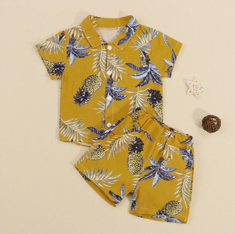 Pineapple Shirt and Shorts Outfit