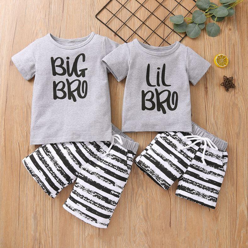 Matching Big Bro Little Bro T-shirt and Striped Shorts