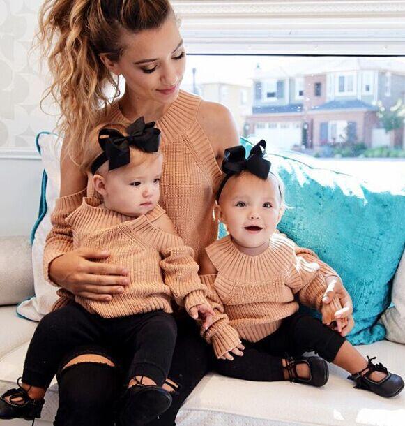 Matching Mother and Daughter Cold Shoulder Sweater Mommy and Me