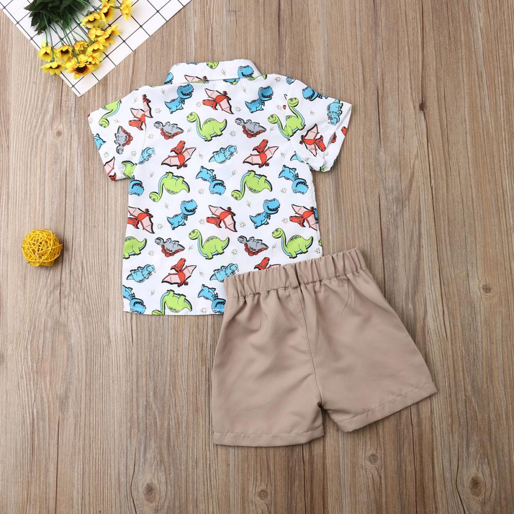 Dinosaur Toddler Button Shirt with Shorts (2 Colors)