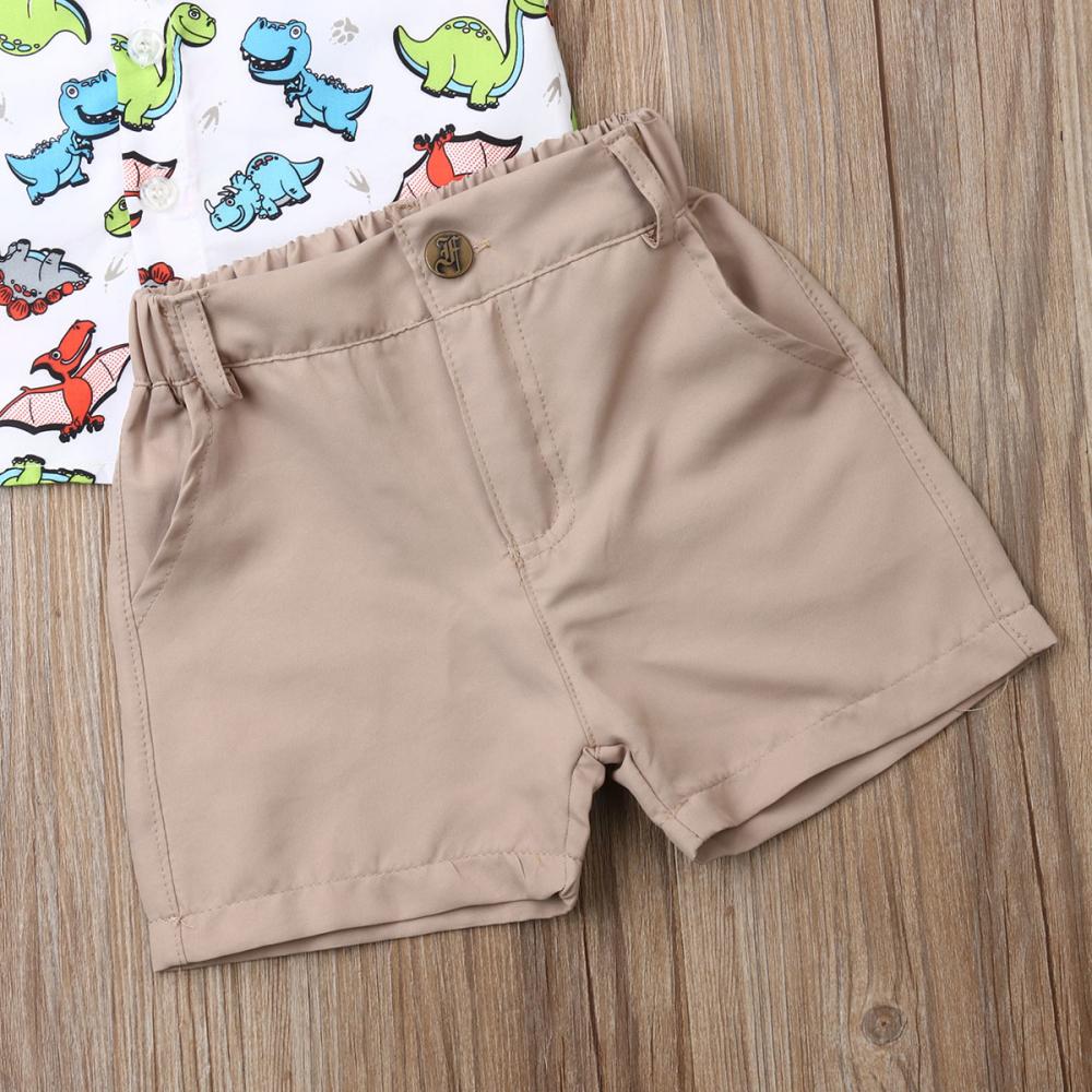 Dinosaur Toddler Button Shirt with Shorts (2 Colors)