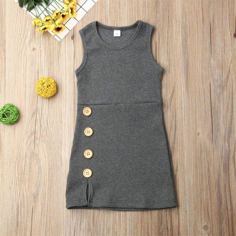 Solid Button Dress (Multiple Colors)