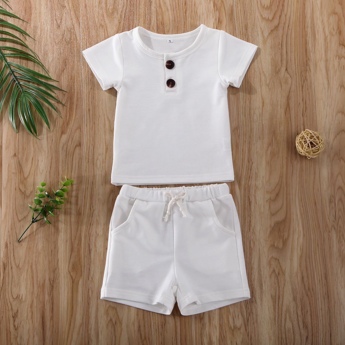 Boys Solid T-shirt and Shorts Set