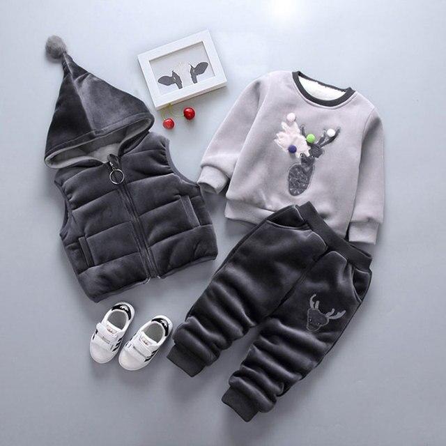 3 Piece Winter Deer Outfit (Gray or Pink)