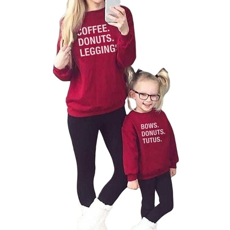 Mother & Daughter Coffee Donut Matchings Sweaters