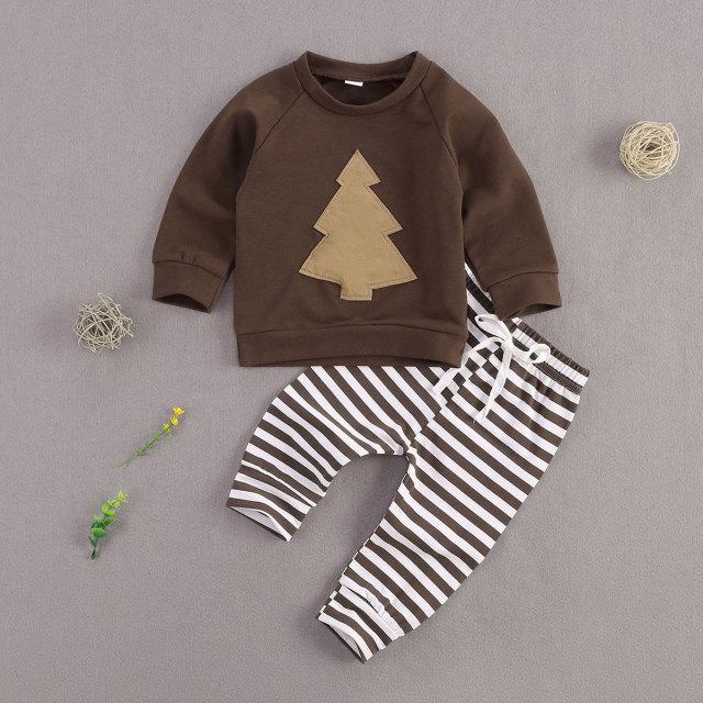 Christmas Tree Sweater with Striped Pants