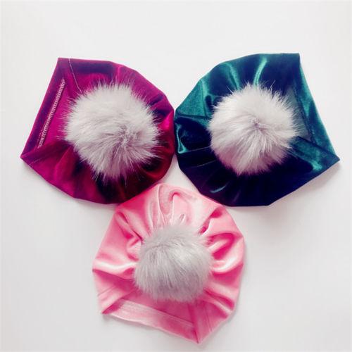 Velvet Fur Pom Pom Hat