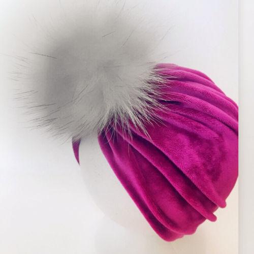 Velvet Fur Pom Pom Hat