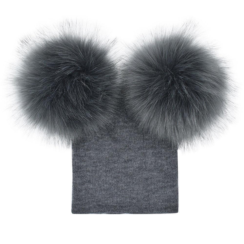 Fur Pom Pom Beanie (Multiple Colors)