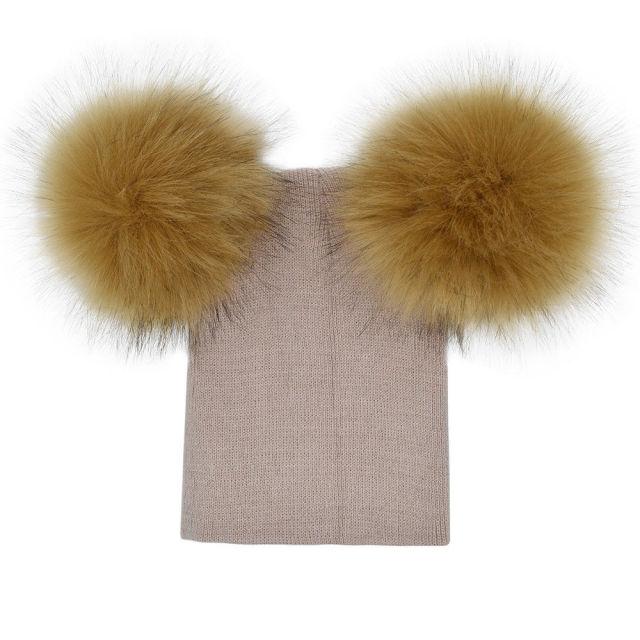 Fur Pom Pom Beanie (Multiple Colors)