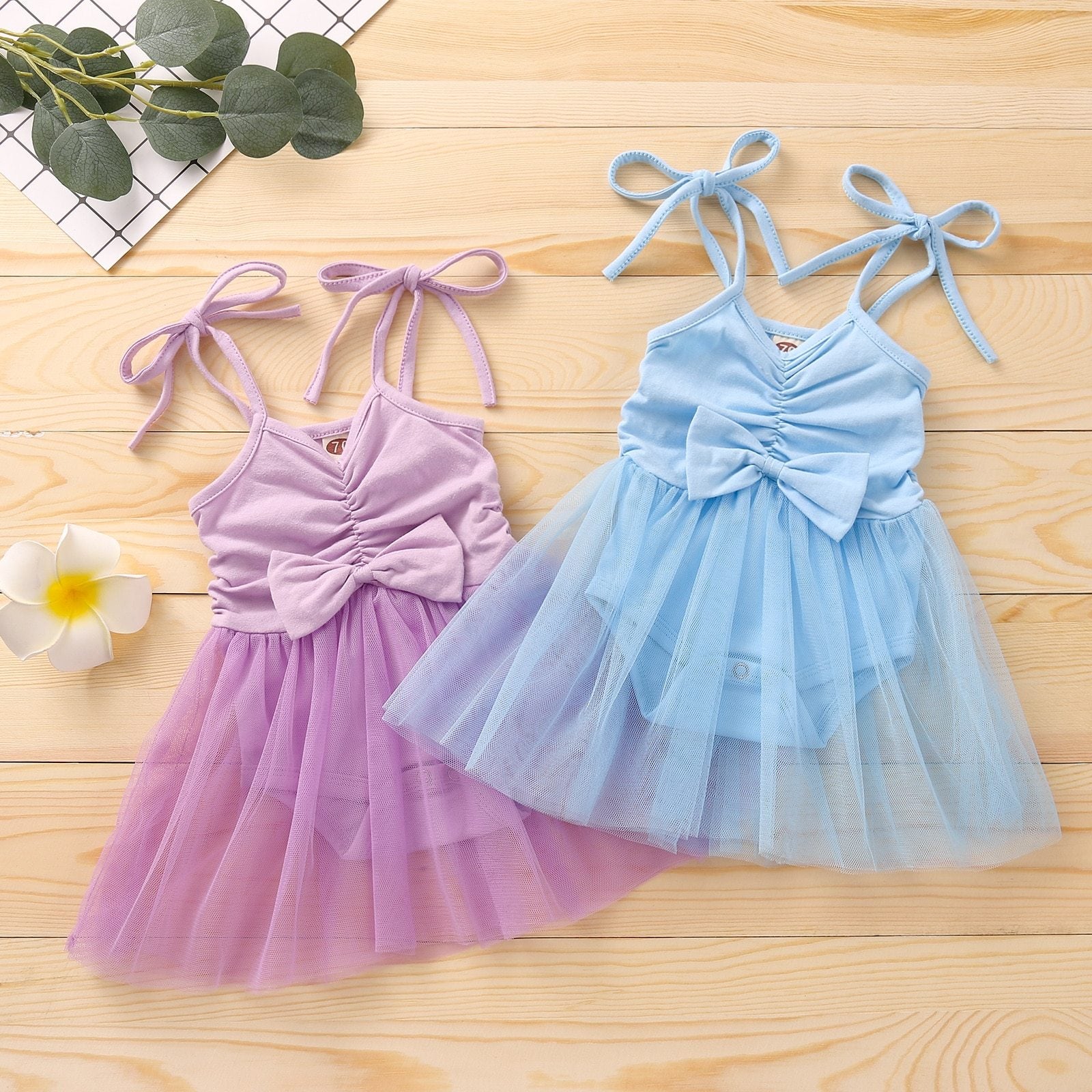 Shoulder Tie Tutu Mesh Dress