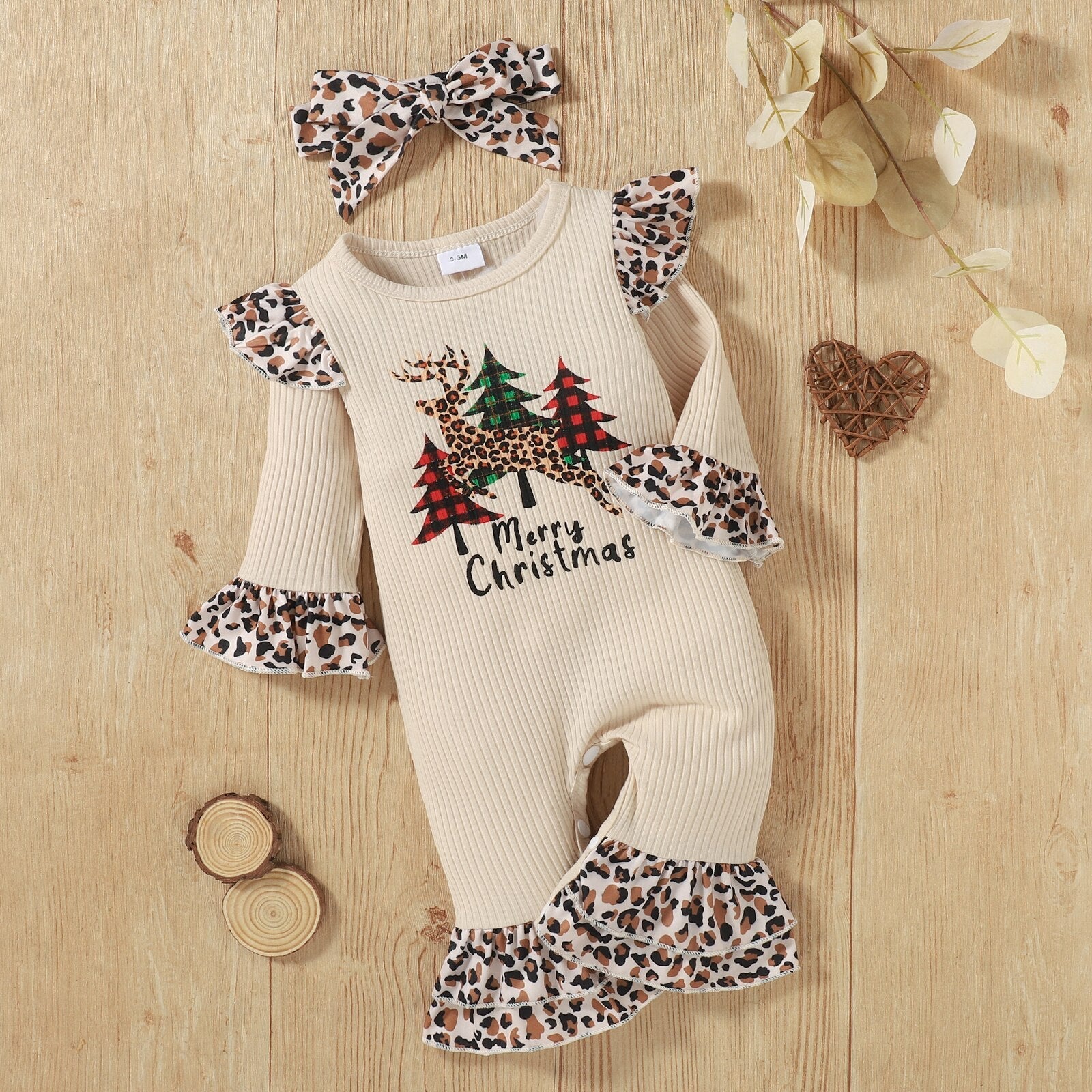 Merry Christmas Leopard Romper