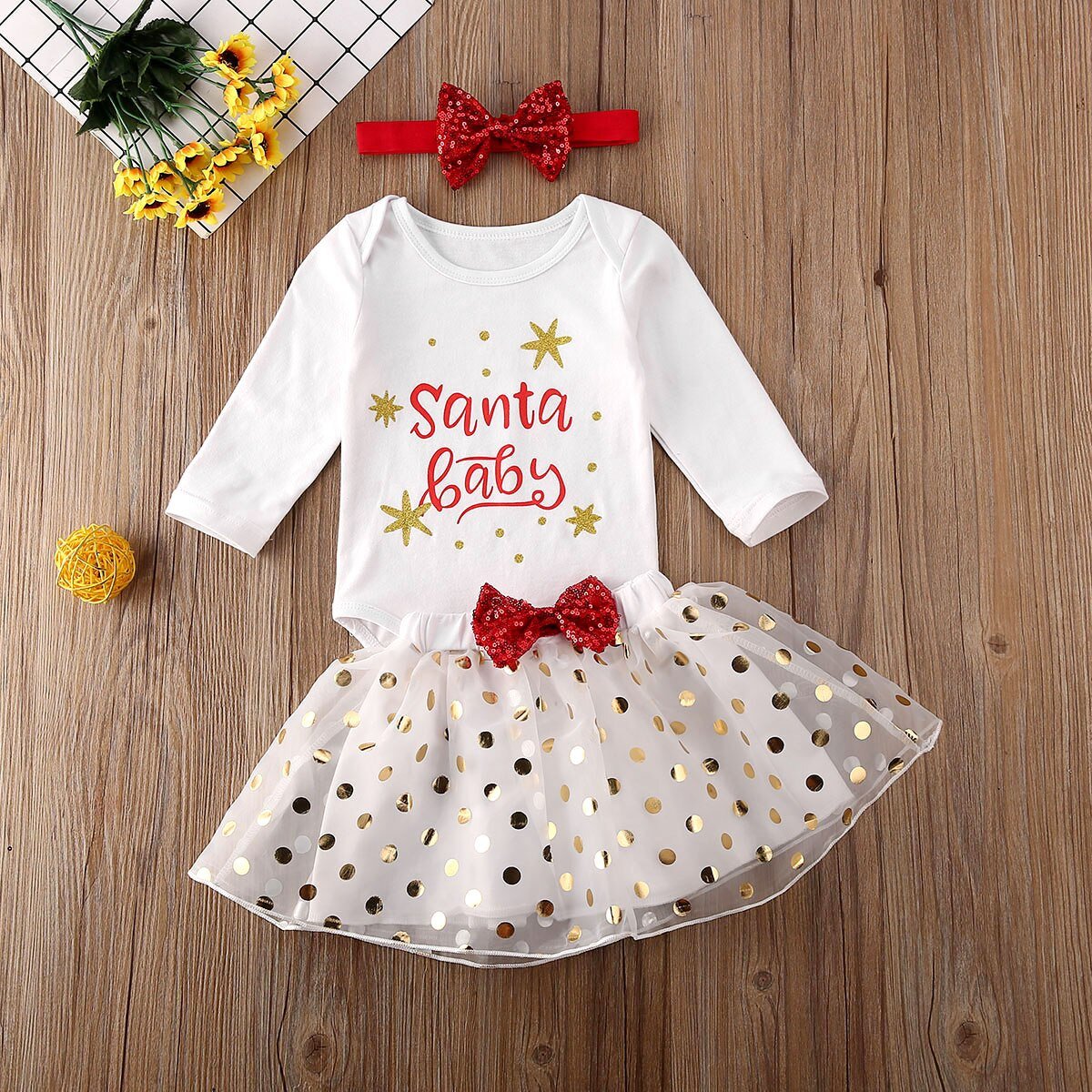 Santa Baby Onesie with Tutu Skirt