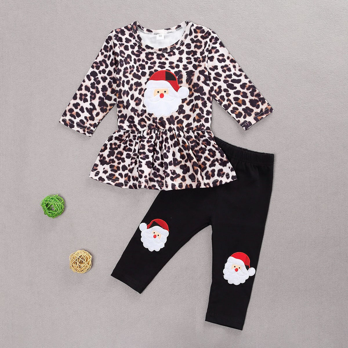 Leopard Santa Skater Top with Pants Outfit