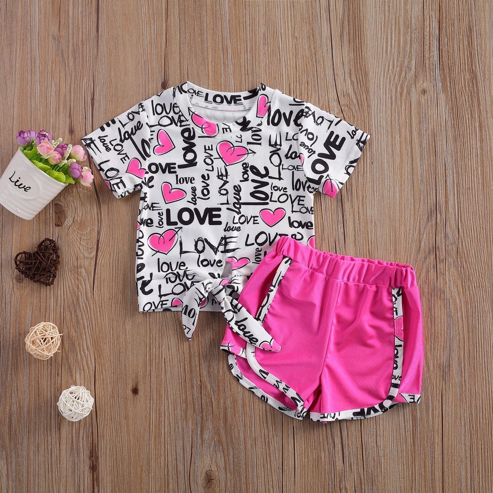 Love Heart T-Shirt With Pink Shorts