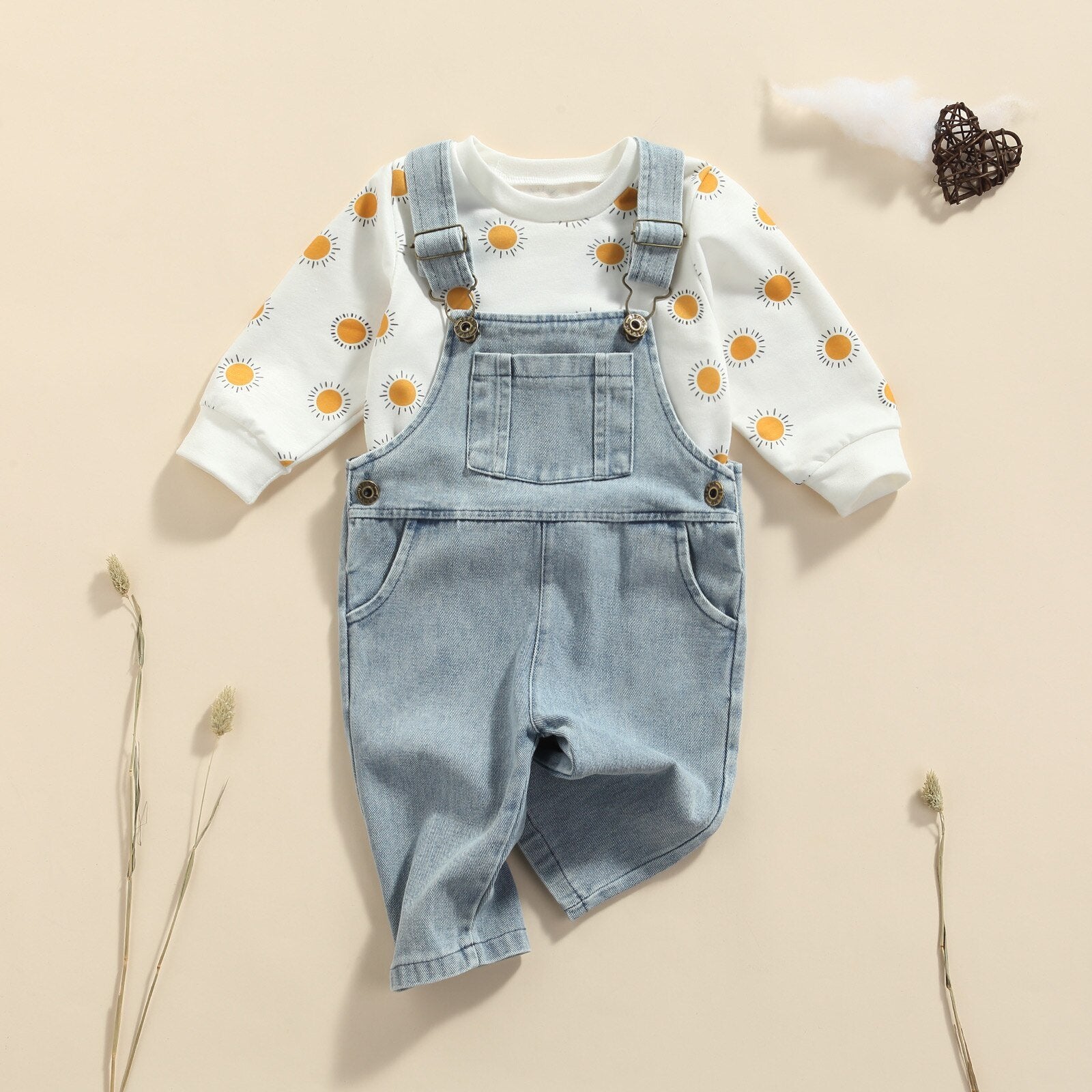 Sunshine Sweater with Denim Overalls