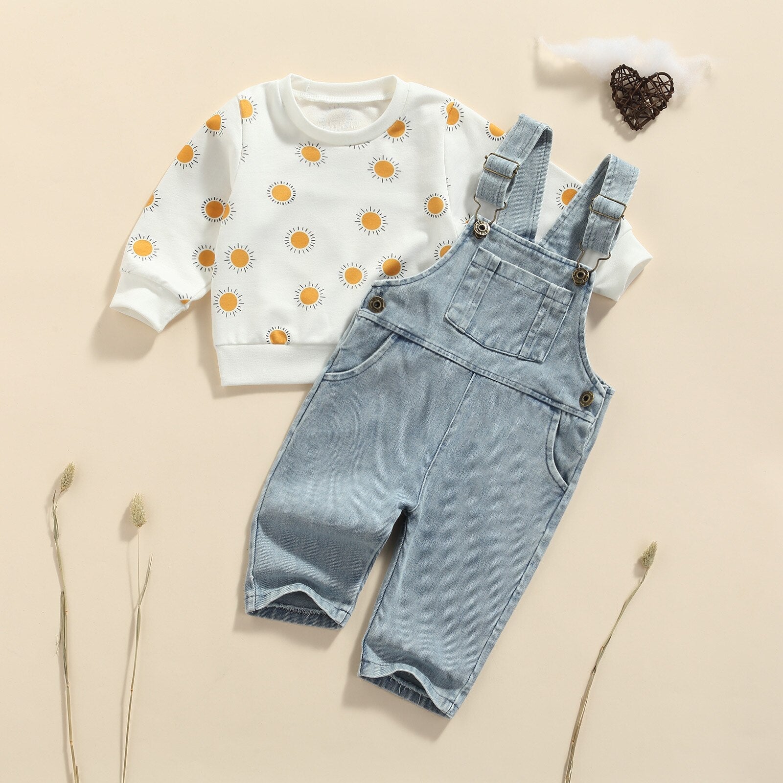 Sunshine Sweater with Denim Overalls