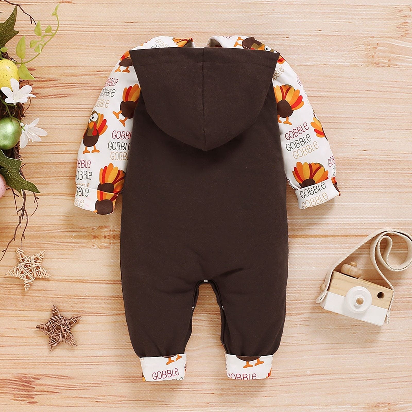 First Turkey Day Hooded Romper